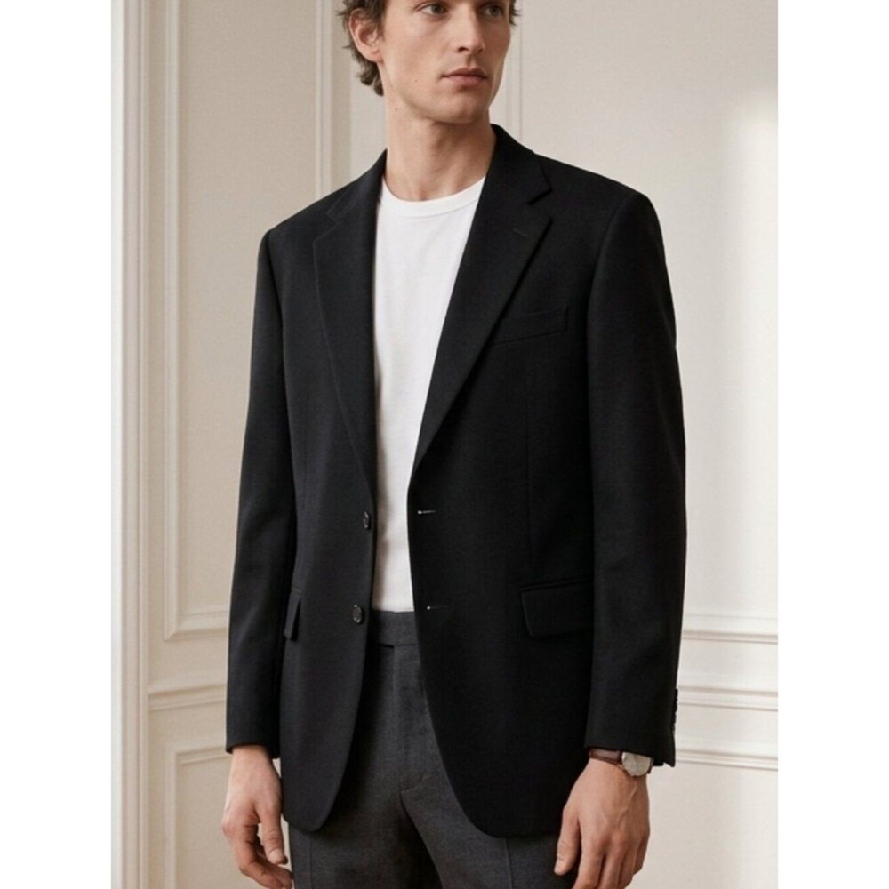 Bill Blass Classic Black 100% Camel Hair Men's Blazer - 44R
